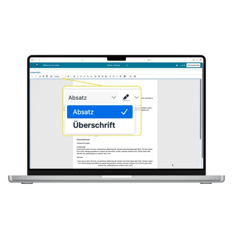 Digitale Steuerberaterprüfung_Kurs Tax Academy_Klausur formatieren
